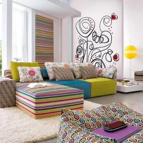 Decorative vinyl Retro flowers