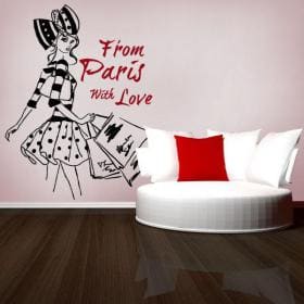 Decorative vinyl woman Paris Freehand illustration
