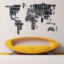 Decorative vinyl world map texts