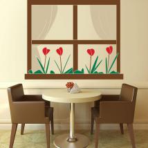 Decorative vinyl window with flowers English 791
