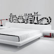 Decorative vinyl family of cats English 871