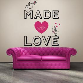 Luminescent panels dividing fluowall romantic text Made With Love