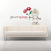 Stickers and decorative cloth doll
