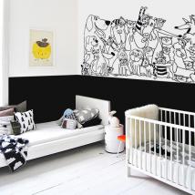 Adhesive decorative vinyl family of animals