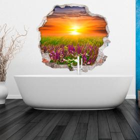 Vinyl 3D sunset in the field