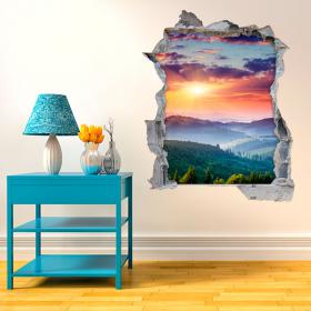 Vinyl 3D sunset in the mountains