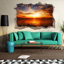 3D vinyl hole wall sunset