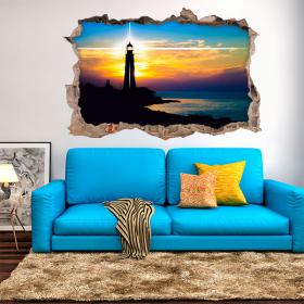Vinyl sunset at the lighthouse 3D