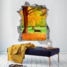 Vinyl bench and tree 3D autumn