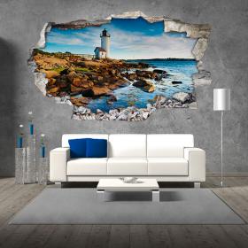 Vinyl 3D lighthouse in the sea