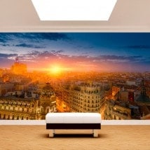 Photo wall murals Madrid Gran Via sunset