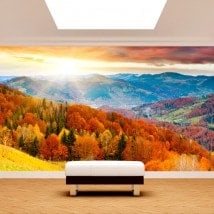 Photo wall murals sunset in the mountains