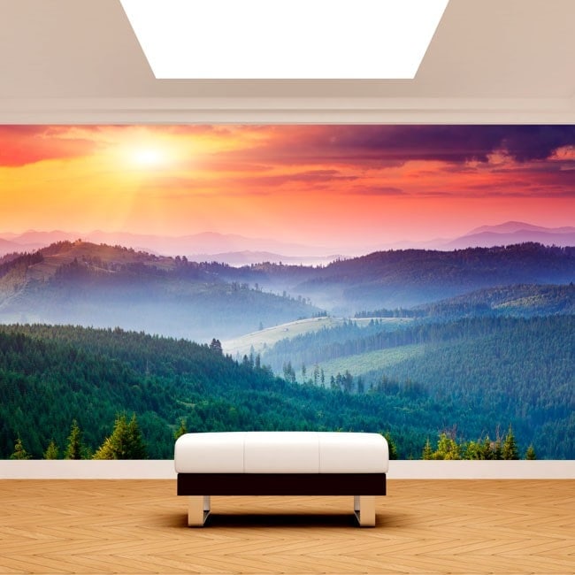 Photo Wall Murals Wall Sunset Mountains