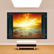 3D Sun window Sunset Beach