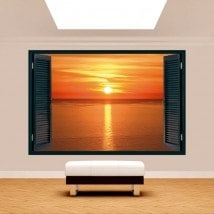 3dwindow sunset on the sea