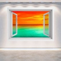 Windows 3D sunset sea English 5134