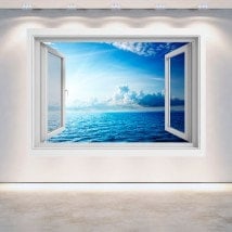 3D sea sunset window