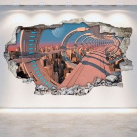 Vinyl wall-broken sci-fi 3D