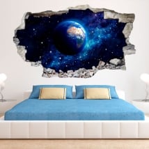 Vinyl 3D planet Earth wall-broken