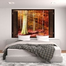 3D tree window autumn English 5431
