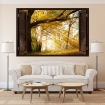 Window 3D trees nature