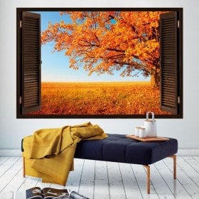 3D tree window autumn