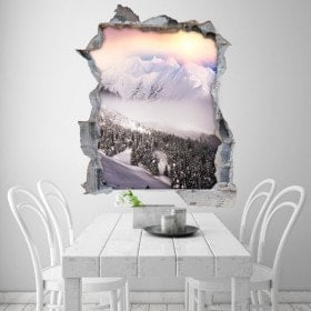 Vinyl 3D mountains snow sunset