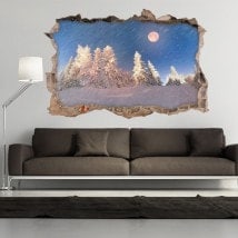Vinyl 3D Moon winter snowy mountains