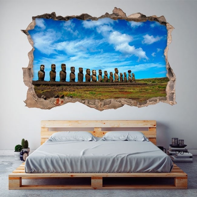 pion Stal Verklaring 🥇 Vinyl 3D MOAI Ahu Tongariki Isla De Pascua Chile