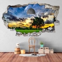 Vinyl 3D tree in the field English 5813