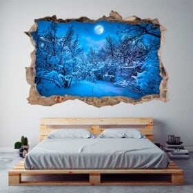 3D Moon vinyl filled snowy mountains