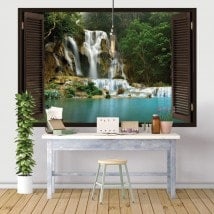 Vinyl windows waterfalls in the forest