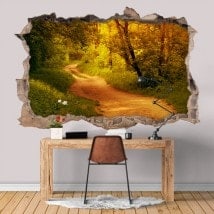 Vinyl hole 3D wall road in the forest