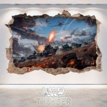 Decorative vinyl 3D War Thunder Tanks Battle
