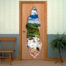 Vinyls for doors 3D Brook in the mountains