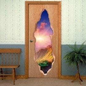 Vinyls for doors 3D sunset in the mountains
