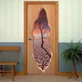 Doors vinyl sunset and tree dry 3D