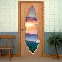 Doors sunset in mountains 3D for vinyls