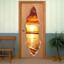 Vinyls for doors Sunset Beach 3D