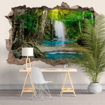 Stickers and vynils waterfalls in the forest 3D