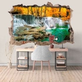 Vinyl waterfalls in the forest 3D