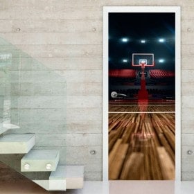 Decorative vinyl doors court basketball