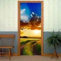 Vinyls for doors field sunset
