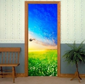 Door decals flowers in the field