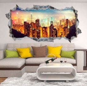3D panoramic stickers Victoria Harbor Hong Kong