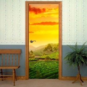 Decorative vinyl doors India sunset in the countryside