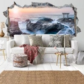 Wall stickers panoramic Torii gate 3D
