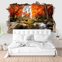 Walls stickers 3D waterfalls in autumn