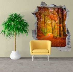 Wall vinyls road in autumn 3D