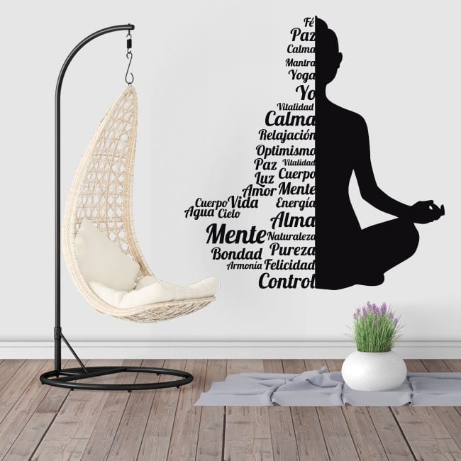Wall Stickers Silhouette Buddha Text